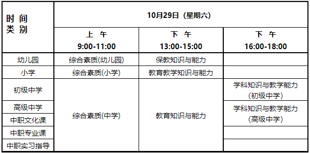 辽宁教师资格笔试考试时间